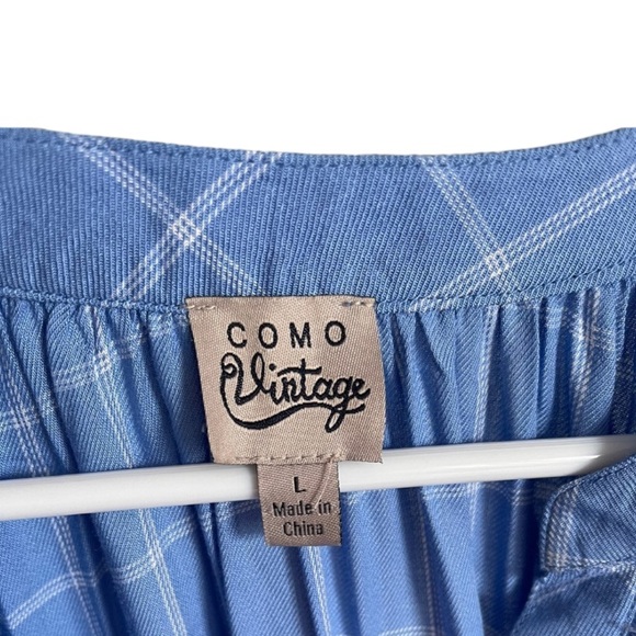 NEW w plastic tag Como Vintage Plaid 3/4 Bell Sleeve Top - Picture 2 of 4